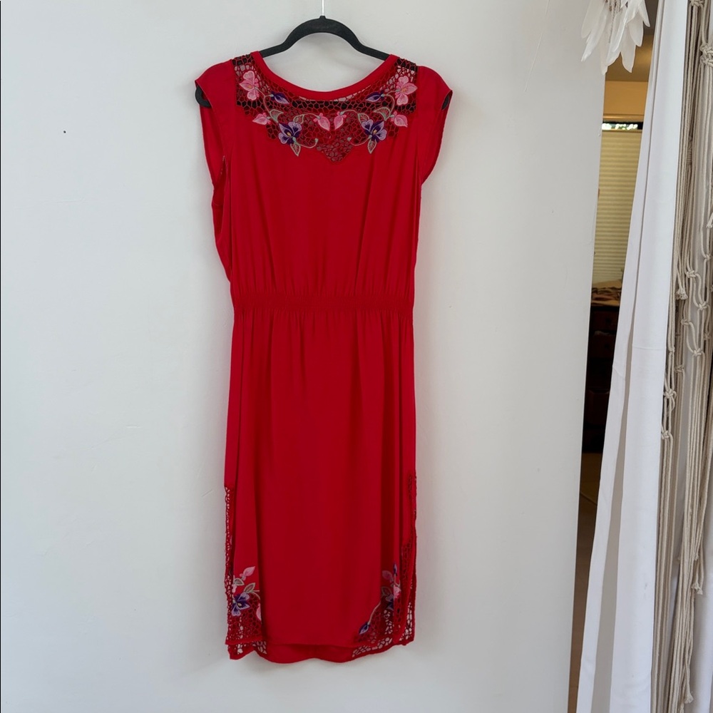 Elegant Red Embroidered Dress